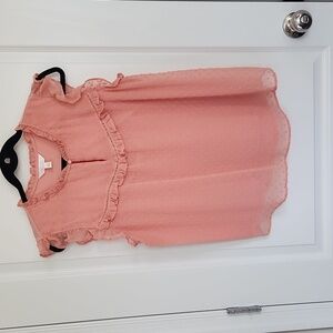 Lauren Conrad Peach Blouse With Ruffles Size XL